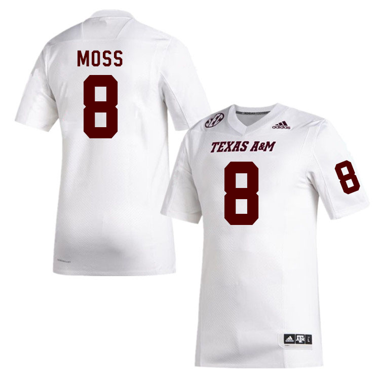 Men #8 Le'Veon Moss Texas A&M Aggies College Football Jerseys Stitched Sale-White